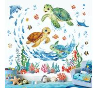 decalmile Pegatinas de Pared Infantiles Bajo el Mar Tortugas Vinilos Decorativos Animales Marinos Océano Peces Algas Adhesivos Pared Niño Dormitorios Cuarto de Jugar Habitación