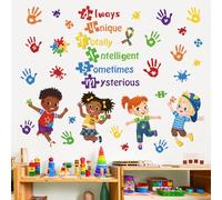 decalmile Pegatinas de Pared Inspiración Letras y Frases Niños Vinilos Decorativos Impresiones de Manos Adhesivos Pared Aula Habitación Infantiles Guardería
