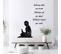 decalmile Pegatinas de Pared Letras y Frases Buda Vinilos Decorativos Inspiradora Englés Adhesivos Pared Dormitorio Salón Oficina