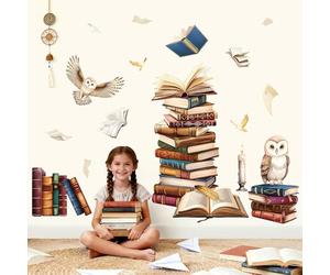 decalmile Pegatinas de Pared Libro Mágico Infantiles Vinilos Decorativos Búho Libro Volador Adhesivos Pared Aula Niños Habitación Dormitorio Guardería