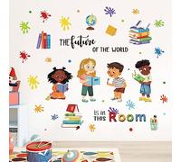 decalmile Pegatinas de Pared Libros de Lectura Niños Vinilos Decorativos Inspiración Frases Adhesivos Pared Aula Habitación Infantiles Guardería