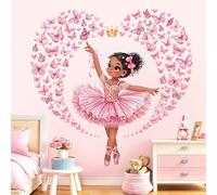 decalmile Pegatinas de Pared Niñas Bailarina Rosa Vinilos Decorativos Mariposa Rosa Princesa Infantiles Ballet Adhesivos Pared Habitación Niña Bebé Guardería Dormitorio