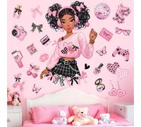 decalmile Pegatinas de Pared Niñas Rosa Vinilos Decorativos Mariposa Lazo Rosa Princesa Infantiles Adhesivos Pared Habitación Niña Bebé Guardería Dormitorio