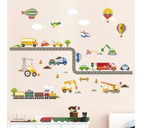 decalmile Pegatinas de Pared Transportes Vinilos Decorativos Construcción Vehículo Coches Camión Adhesivos Pared Habitación Niño Infantiles Bebés Cuarto de Jugar