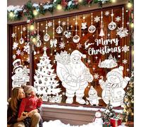 decalmile Pegatinas de Ventana Arbol de Navidad Papá Noel Vinilos para Ventanas Muñeco de Nieve Copo de Nieve Adhesivos Pared Ventanas Navidad Ventana Puerta Tienda Cocina