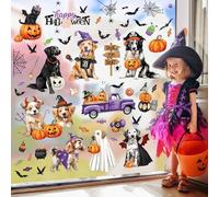 decalmile Pegatinas de Ventana Halloween Perros Vinilos para Ventanas Calabaza Murciélagos Fantasmas Anticolisión Vinilo No Adhesivo de Pegatinas Vidrio Ventana