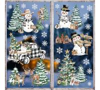 decalmile Pegatinas de Ventana Navidad Muñeco de Nieve Coche Vinilos para Ventanas Arbol de Navidad Reno Adhesivos Pared Ventana Invierno Ventana Puerta Casa