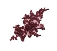 decalques de cuero, Paquete de 6 apliques de encaje multicolor de 22,5 x 12 cm for bodas DIY(Dark Red)
