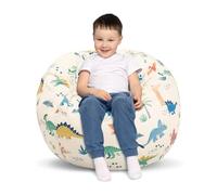 decalsweet Grande Bolsa Puff para Guardar Juguetes para Niños Niñas, Suave y Plegable Bolsa de Frijoles, Cubierta de Silla en Interiores y Exteriores (Sin Relleno), Dinosaurio Beige