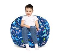 decalsweet Grande Bolsa Puff para Guardar Juguetes para Niños Niñas, Suave y Plegable Bolsa de Frijoles, Cubierta de Silla en Interiores y Exteriores (Sin Relleno), Mundo Submarino Azul