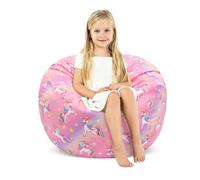 decalsweet Grande Bolsa Puff para Guardar Juguetes para Niños Niñas, Suave y Plegable Bolsa de Frijoles, Cubierta de Silla en Interiores y Exteriores (Sin Relleno), Unicornio Degradado