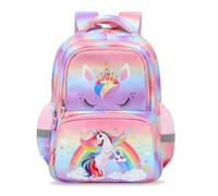 decalsweet Mochila Escolar Niño con Correa de Pecho, Mochila Infantil con Rayas Reflectantes, Gran Capacidad Mochila Niño, Mochila Escolar Adolescente para la Escuela y los Viajes (Unicornios)