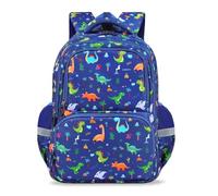 decalsweet Mochila Escolar Niño con Correa de Pecho, Mochila Infantil con Rayas Reflectantes, Gran Capacidad Mochila Niño, Mochila Escolar Adolescente para la Escuela y los Viajes (Dinosaurios Azule)