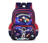 decalsweet Mochila Escolar Niño con Correa de Pecho, Mochila Infantil con Rayas Reflectantes, Gran Capacidad Mochila Niño, Mochila Escolar Adolescente para la Escuela y los Viajes (Astronautas Azule)