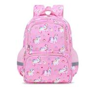 decalsweet Mochila Escolar Niño con Correa de Pecho, Mochila Infantil con Rayas Reflectantes, Gran Capacidad Mochila Niño, Mochila Escolar Adolescente para la Escuela y los Viajes (Unicornios Rosa)