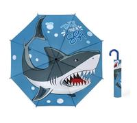 decalsweet Paraguas Plegable Niño con Funda, Paraguas Plegable Antiviento y Duradero, Fácil de llevar Paraguas Infantil Ligero, Paraguas Mini con Bonito Estampado para Niñas Niños (Tiburón océano)