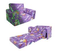 decalsweet Sofás Plegables para Niños Sillón 2 en 1 con Mantas, Sillón Infantil Cómoda Estable Que Brilla en la Oscuridad, Sofá Cama Asiento para Bebé y Niños para Dormitorio Salón,Unicornio Morado