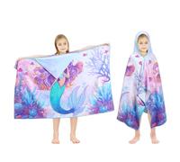decalsweet Toalla Infantil con Capucha 100% Algodón, Toalla de Playa de Microfibra, Grande Suave Absorbente Toalla de Baño Poncho Toalla Piscina Infantil Niño y Niña 127 x 76 cm(Sirena)