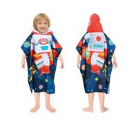 decalsweet Toalla Infantil con Capucha, Toalla de Playa de Microfibra, Suave Absorbente Grande Toalla de Baño Poncho Toalla Piscina Infantil Niño y Niña (Cohete Astronauta)