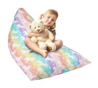 decalsweet Unicornio Grande Bolsa Puff para Guardar Juguetes para Niños Niñas, Bolsa de Frijoles Cubierta de Silla en Interiores y Exteriores (Sin Relleno), De Color