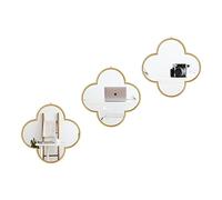 DECANIT Espejos Dorados para decoración de Pared, Espejos de trébol para decoración de Sala de Estar y decoración del hogar, Paquete de 3
