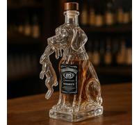 Decantador, Botella de whisky 300 ml con forma cachorro, decantador cristal animal, coleccionable, regalo, estatua artística, escultura(I)