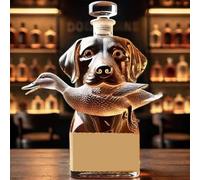 decantador, Botella de whisky 300 ml con forma perro caza, decantador cristal grabado 3D(A)