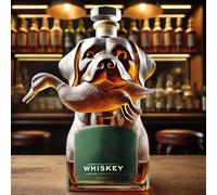 Decantador, Botella de whisky 300 ml con forma perro caza, decantador cristal grabado 3D(D)
