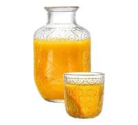 Decantador de agua clara, juego de taza de mesita de noche, dispensador de enjuague bucal, construcción de servidor de bebidas de vidrio, elegante minimalista para frito