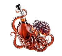 Decantador De Edición De Vidrio De Ron Con Botella De Pulpo 3D, Decoración Estilo Mar Profundo, Diseño De Tentáculo Oscuro For Exhibir Vino, Licores Y Agua Con Gas(Transparent,350ml)