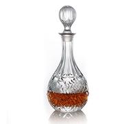 Decantador de vidrio con tapón geométrico hermético, decantador de whisky para vino, bourbon, brandy, licor, jugo, agua, enjuague bucal (750 ml)