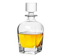Decantador de vidrio con tapón geométrico hermético, decantador de whisky para vino, bourbon, brandy, licor, jugo, agua, enjuague bucal. Vaso italiano sin plomo (710 ml)