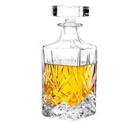 Decantador de vidrio con tapón geométrico hermético, decantador de whisky para vino, bourbon, brandy, licor, jugo, agua, enjuague bucal. Vaso italiano sin plomo (720 ml)