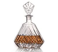 Decantador de vidrio con tapón geométrico hermético - Decantador de whisky para vino, bourbon, brandy, licor, jugo, agua, enjuague bucal, vaso italiano sin plomo (22 onzas/650 ml)