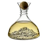 Decantador de Vidrio de 1800 ml - Jarra de Vino Transparente, tapón de Madera, diseño Estilo Iceberg | Elegante herramienta de presentación de bebidas para uso entretenido en el bar del hogar