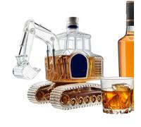 Decantador de Whisky - Botella de Vidrio con Forma de Excavadora y Vaciador de Licor - Recipiente para Whisky con Almacenaje,para Hombre, Padre, Bar en Casa, Boda, Regalo de Casa Nueva