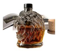 Decantador de whisky con forma de cabeza de león, botella de whisky de vidrio divertida de 300 ml, botella de vino con forma de cabeza de león, dispensador de licor decorativo para padre, marido