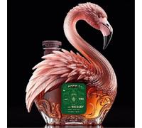 decantador, Esculturas de botellas whisky con flamencos en 3D 320 ml, hermosos adornos jarra vino vidrio(A)