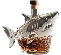 Decantador, Estatua de tiburón 3D 300 ml, figura artística botella vino, divertida jarra whisky cristal, estatuas animales, for bar y oficina(D)