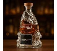 Decantador, Estatua de tiburón 3D 300 ml, figura artística botella vino, divertida jarra whisky cristal, estatuas animales, for bar y oficina(E)