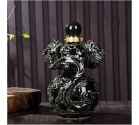 Decantador, Estatuas de dos dragones jugando con botellas vino, adornos porcelana for dispensador licor y tequila, jarra creativa for whisky escocés(Black,500ML)