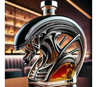 Decantador Whisky, Arte Escultura, Decantador De 10 Onzas Con Forma De Monstruo, Figura De Héroe De Sangre De Hierro De Vidrio 3D, Botella De Whisky De Monstruo Alienígena(Black)