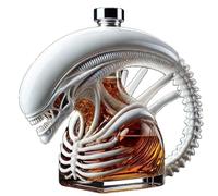 Decantador Whisky, Arte Escultura, Decantador De 10 Onzas Con Forma De Monstruo, Figura De Héroe De Sangre De Hierro De Vidrio 3D, Botella De Whisky De Monstruo Alienígena(White)