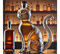 Decantador Whisky - Arte Escultura, Decantador De Whisky De 300 Ml Con Forma De Gato Adorable, Botella De Vidrio Con Diseño De Animal Divertido, Decoración Única, Ideal Para El Hogar Y El Bar(B)
