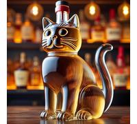 Decantador Whisky - Arte Escultura, Decantador De Whisky De 300 Ml Con Forma De Gato Adorable, Botella De Vidrio Con Diseño De Animal Divertido, Decoración Única, Ideal Para El Hogar Y El Bar(E)