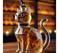 Decantador Whisky - Arte Escultura, Decantador De Whisky De 300 Ml Con Forma De Gato Adorable, Botella De Vidrio Con Diseño De Animal Divertido, Decoración Única, Ideal Para El Hogar Y El Bar(C)