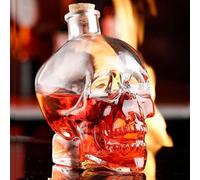 Decantador Whisky - Arte Estatua, Botella Decantadora De Calavera De 400/750 Ml, Decantadors De Licor Con Tapón De Corcho, Decantadors De Vino De Cristal Con Calavera(Bottle+2 wine glasses)