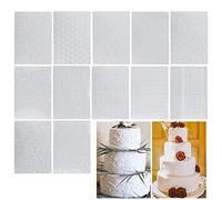 DECARETA 12 plantillas de plástico para tartas de 25 x 17,5 cm, para decoración de tartas, para cumpleaños, bodas