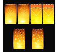 DECARETA 30 PCS Bolsas Decorativas para Velas,Linternas de Papel Bolsas con 3 Formas,Bolsas de Luz Pantalla Papel Luminaria de Velas para Hogar Fiesta Romántica Decoración de la Boda