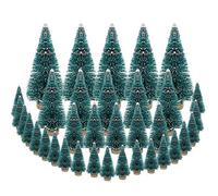 DECARETA 35 PCS Árboles de sisal Mini Cepillo de Botella Verde Árboles con Base de Madera Árboles de Escarcha de Nieve Artificial Ideal para Navidad Decoración Artesanal de Bricolaje (Tamaño 4)